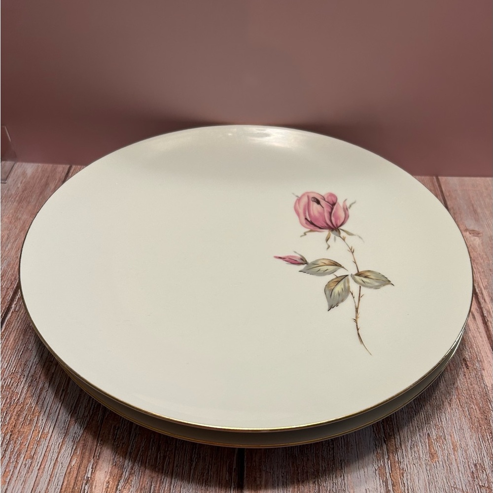 Haviland Dinner Plate Set of 2 with Pink Rose and Gold Trim